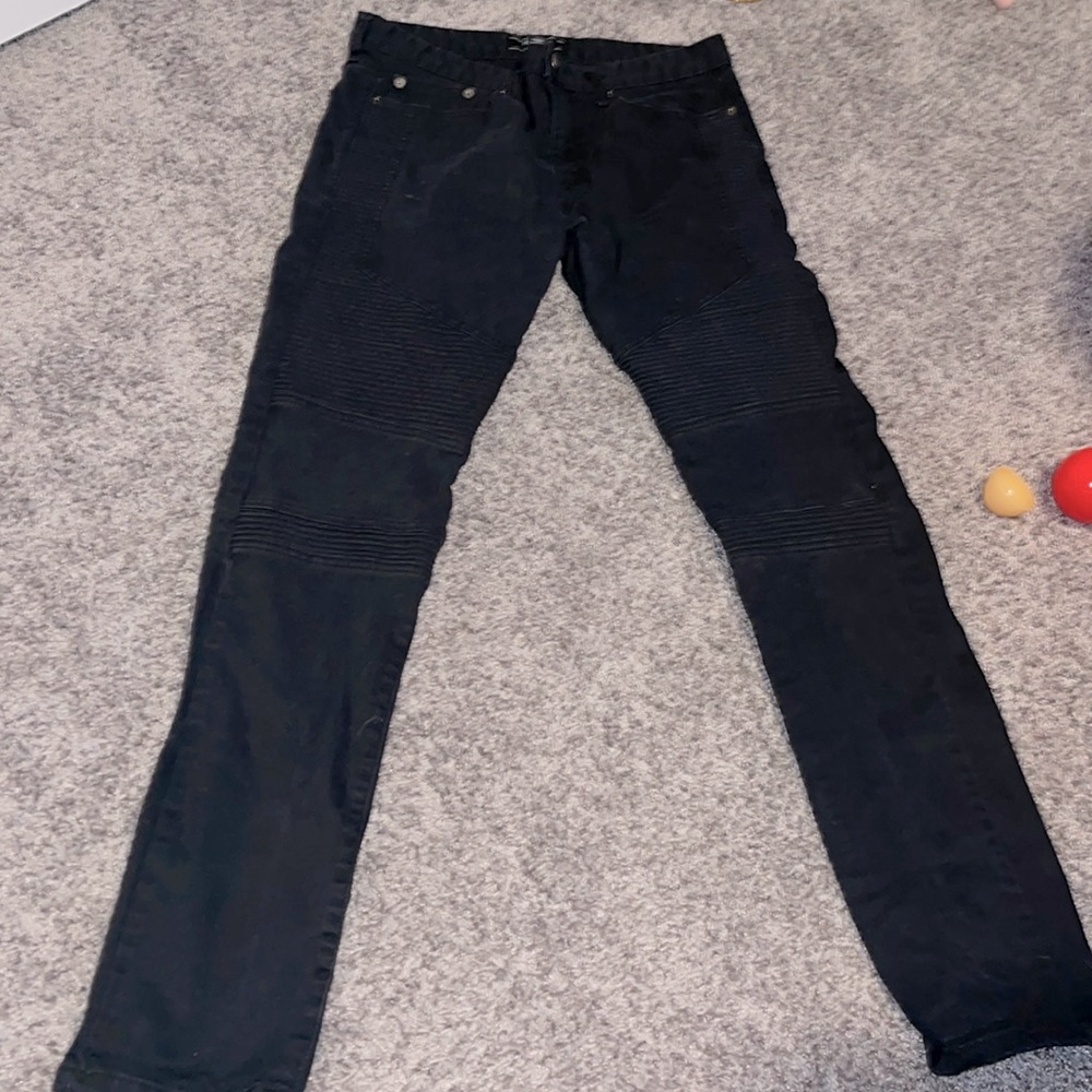 Black moto slim straight jeans